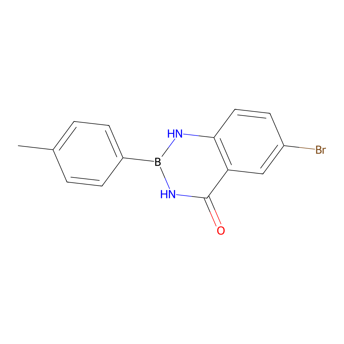 6-Bromo-2-(p-tolyl)-2,3-dihydrobenzo[d][1,3,2]diazaborinin-4(1H)-one molecular structure, CAS 34258-31-6