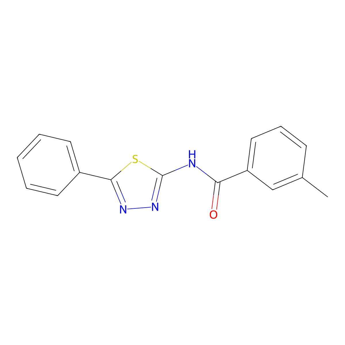 3-methyl-N-(5-phenyl-1,3,4-thiadiazol-2-yl)benzamide molecular structure, CAS 342590-81-2