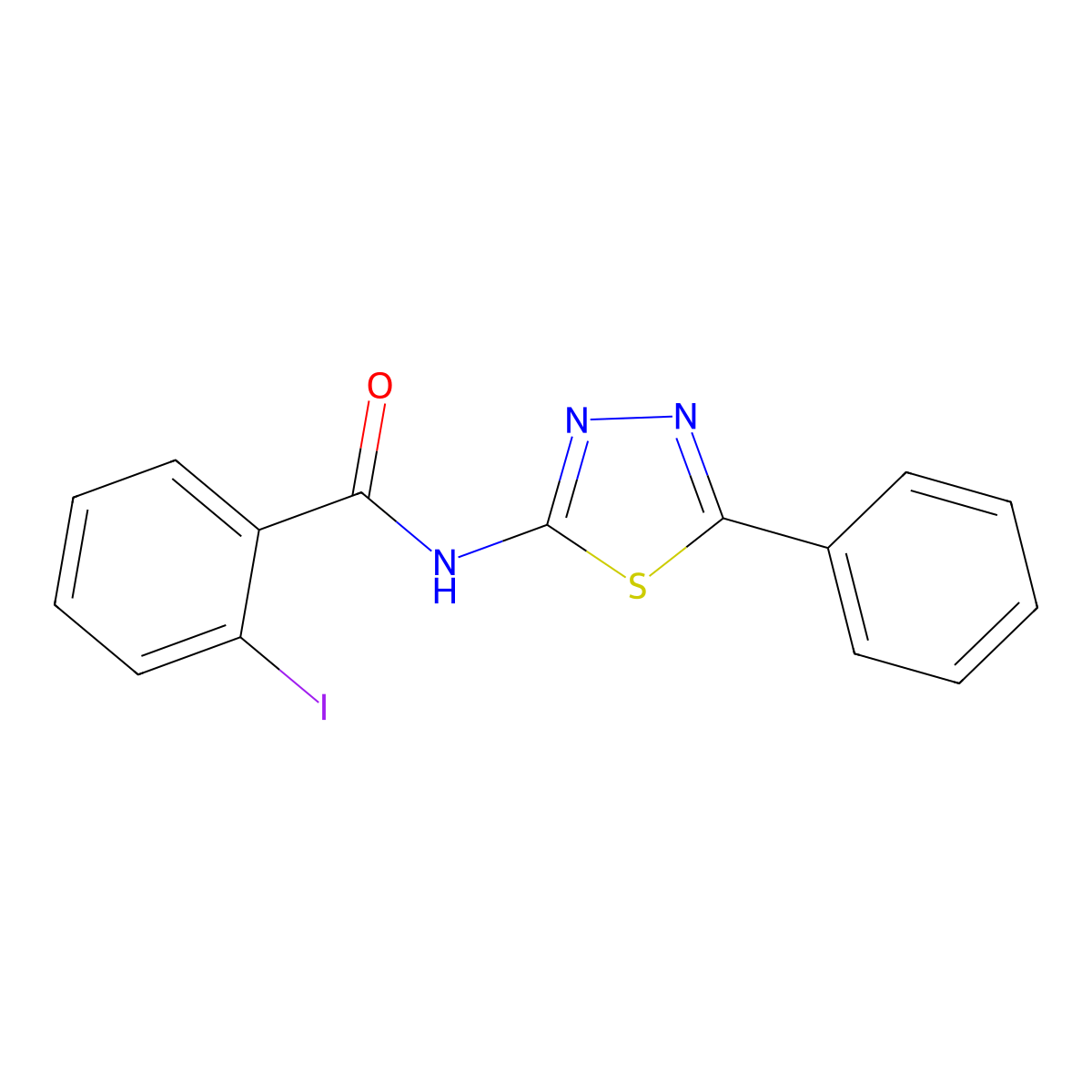 2-iodo-N-(5-phenyl-1,3,4-thiadiazol-2-yl)benzamide molecular structure, CAS 342590-84-5