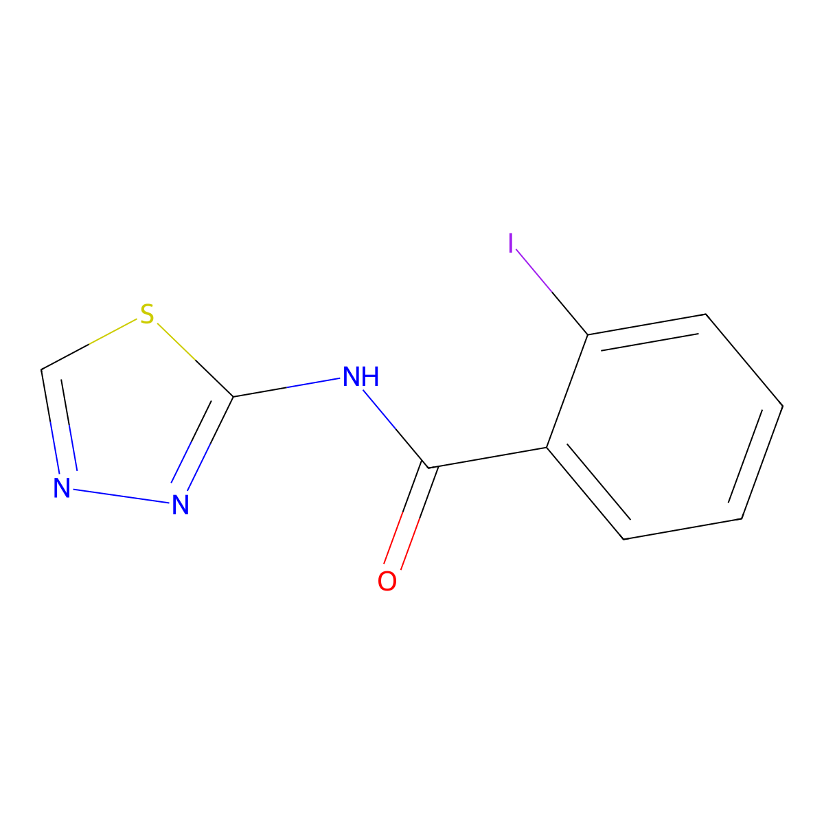 2-iodo-N-(1,3,4-thiadiazol-2-yl)benzamide molecular structure, CAS 342590-86-7