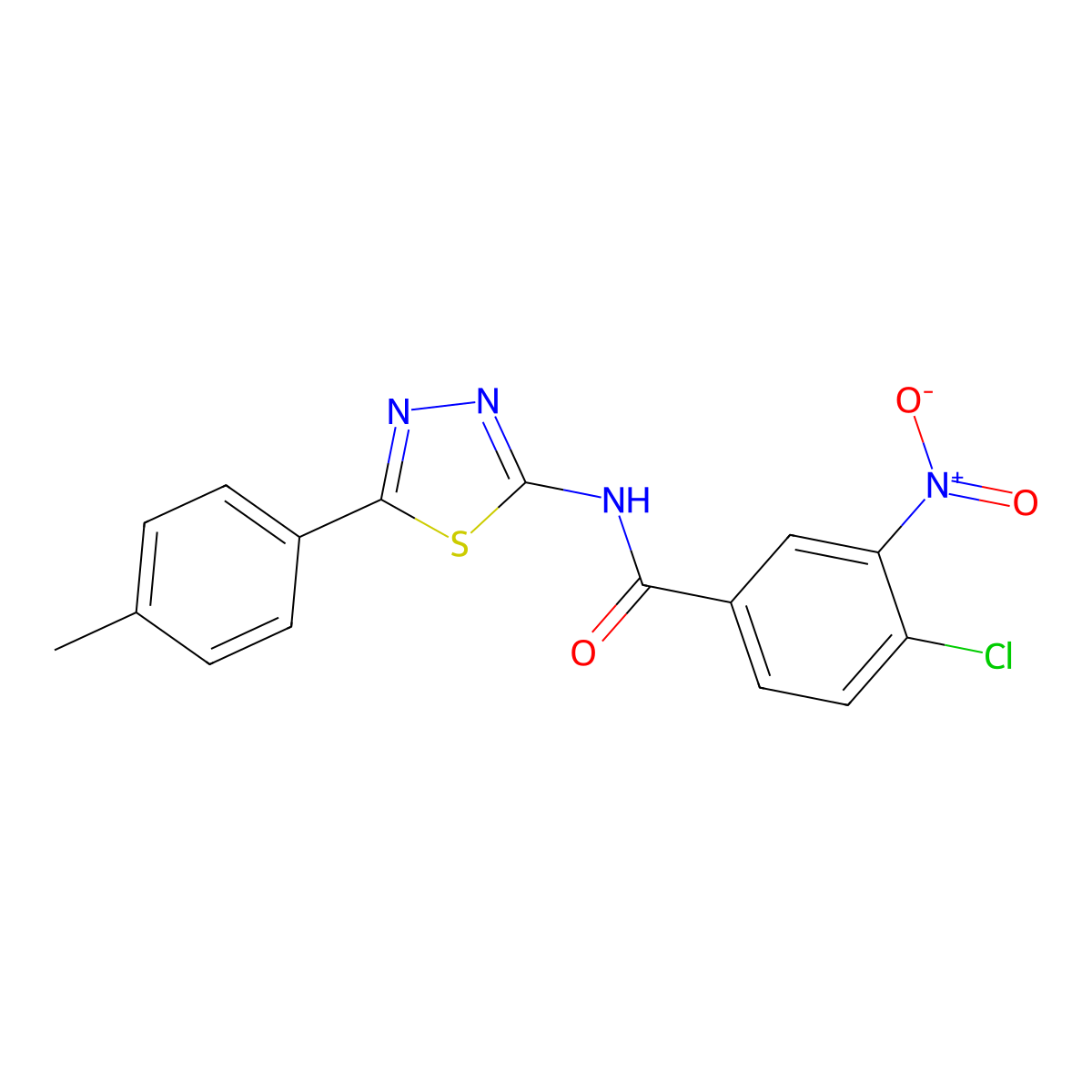 4-chloro-N-[5-(4-methylphenyl)-1,3,4-thiadiazol-2-yl]-3-nitrobenzamide molecular structure, CAS 342590-87-8
