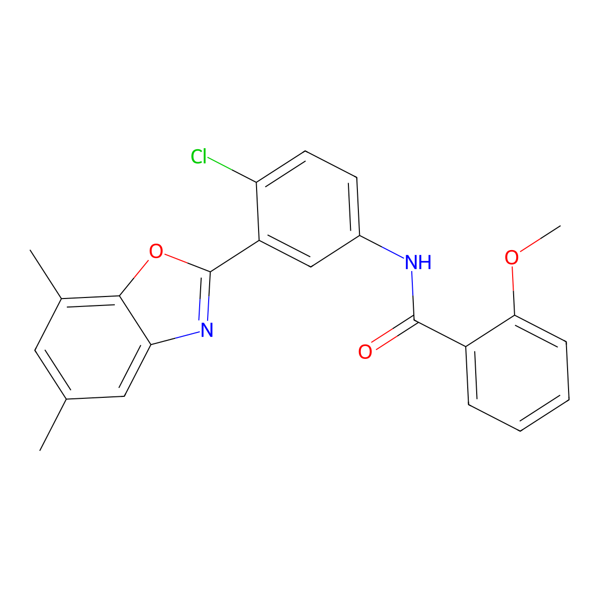 N-[4-chloro-3-(5,7-dimethyl-1,3-benzoxazol-2-yl)phenyl]-2-methoxybenzamide molecular structure, CAS 342591-44-0