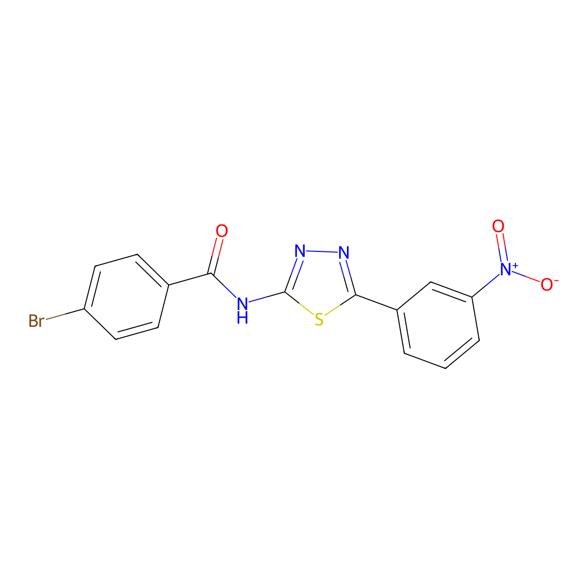 4-bromo-N-[5-(3-nitrophenyl)-1,3,4-thiadiazol-2-yl]benzamide molecular structure, CAS 342591-53-1