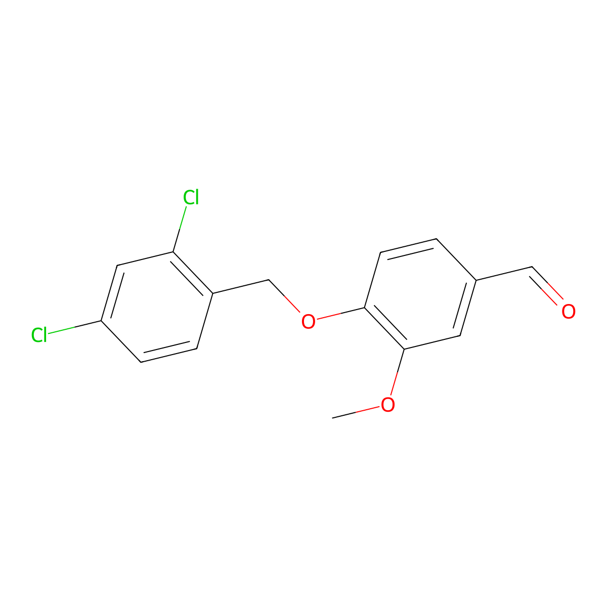 4-((2,4-Dichlorophenyl)methoxy)-3-methoxybenzaldehyde molecular structure, CAS 342592-68-1