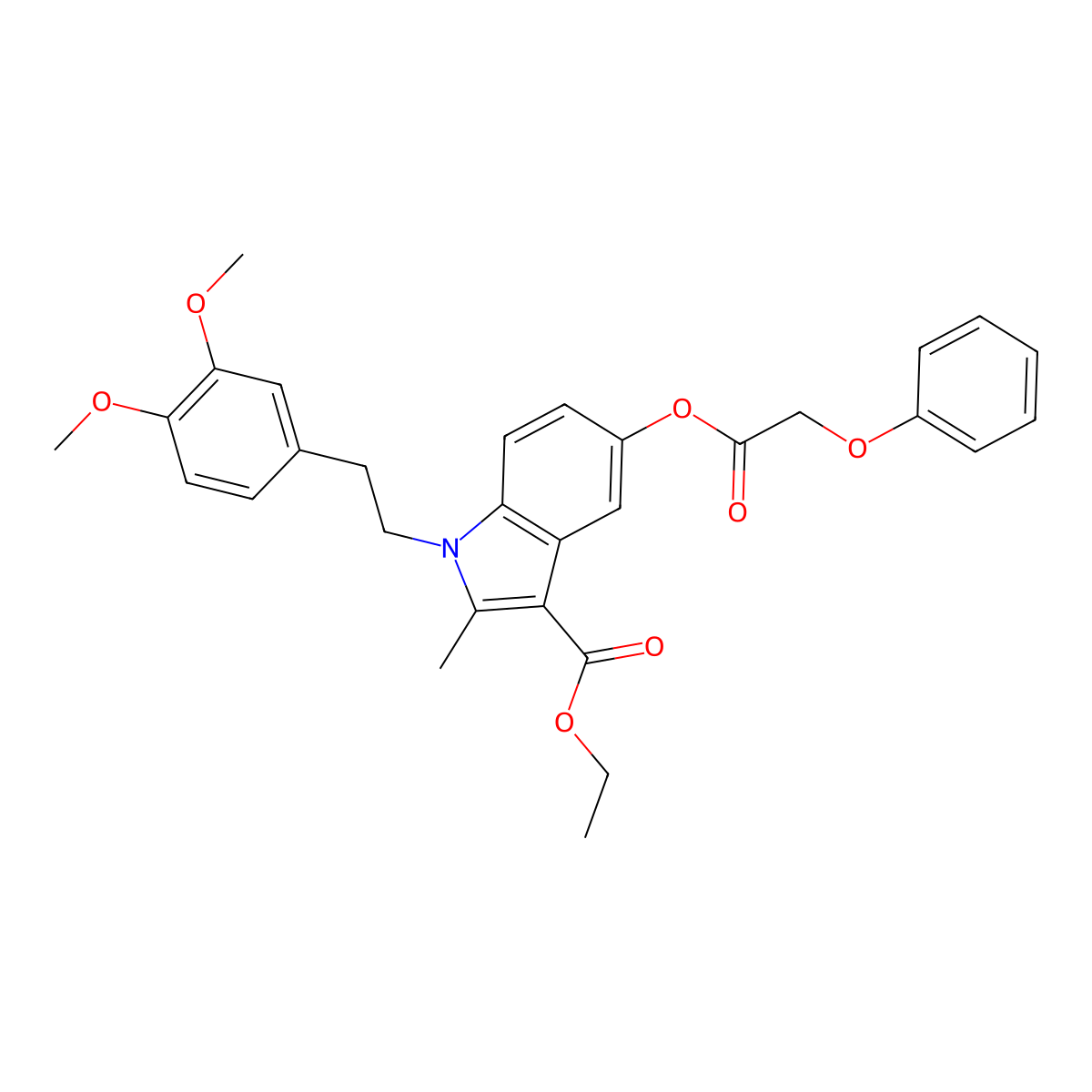 Ethyl 1-[2-(3,4-dimethoxyphenyl)ethyl]-2-methyl-5-(2-phenoxyacetyl)oxyindole-3-carboxylate molecular structure, CAS 342594-24-5