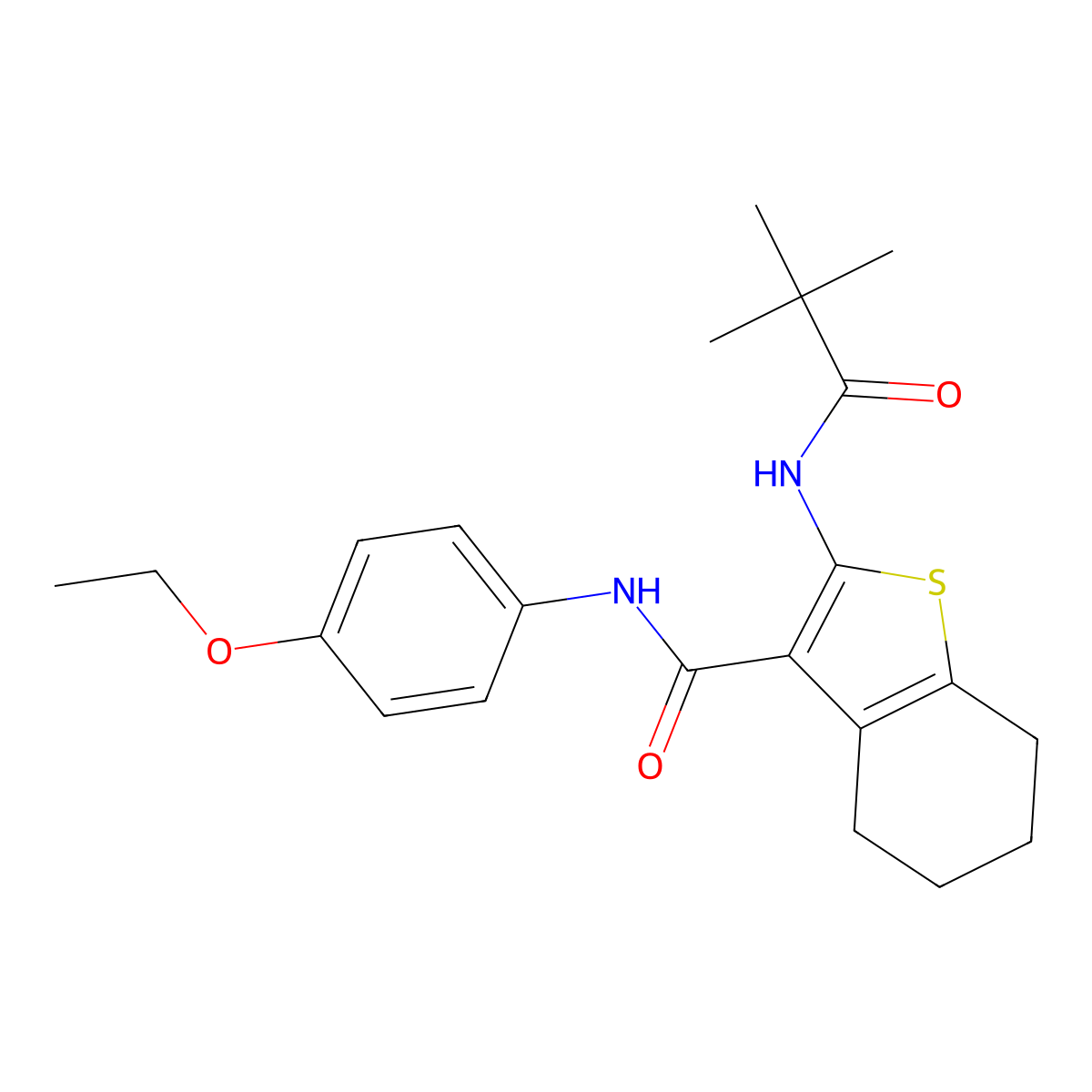 2-(2,2-dimethylpropanoylamino)-N-(4-ethoxyphenyl)-4,5,6,7-tetrahydro-1-benzothiophene-3-carboxamide molecular structure, CAS 342594-30-3