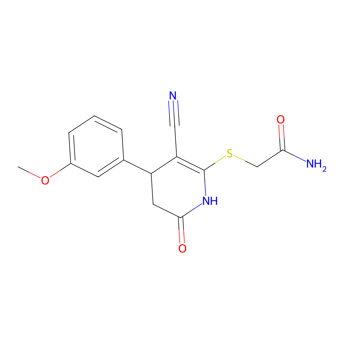 2-((3-Cyano-4-(3-methoxyphenyl)-6-oxo-1,4,5,6-tetrahydropyridin-2-yl)thio)acetamide molecular structure, CAS 342594-57-4