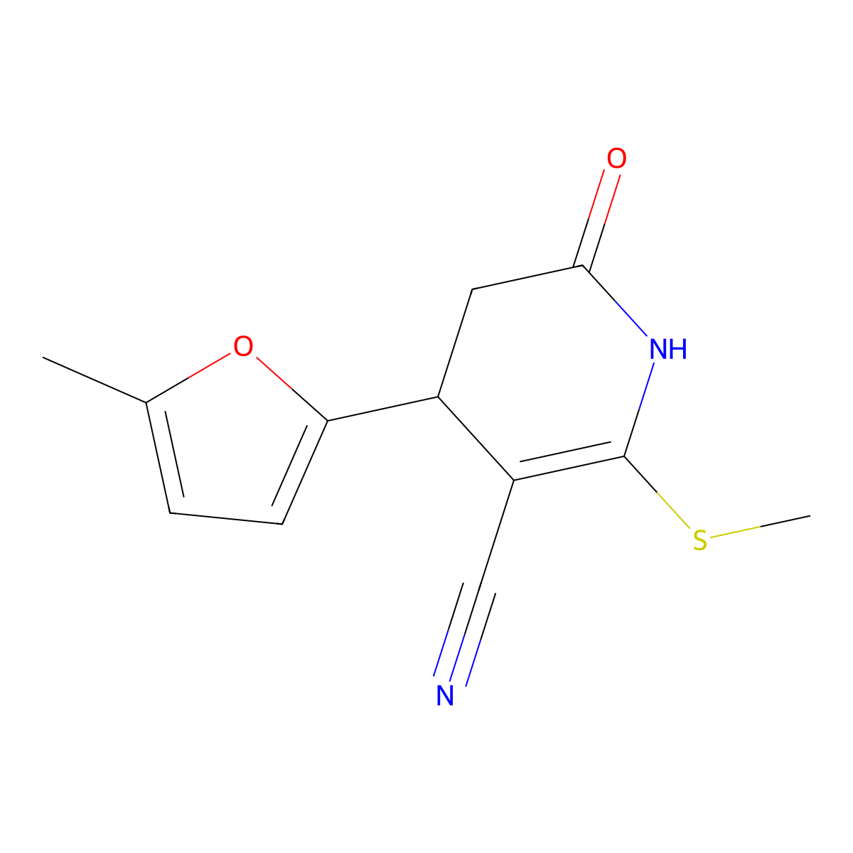 4-(5-Methyl-2-furyl)-2-(methylsulfanyl)-6-oxo-1,4,5,6-tetrahydro-3-pyridinecarbonitrile molecular structure, CAS 342594-59-6