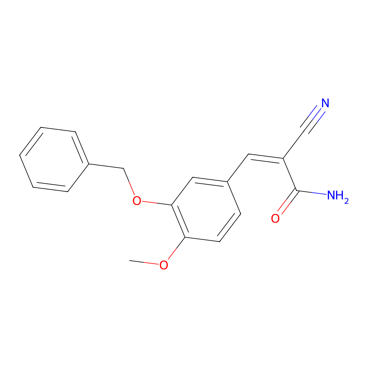 2-Cyano-3-(4-methoxy-3-phenylmethoxyphenyl)prop-2-enamide molecular structure, CAS 342594-69-8