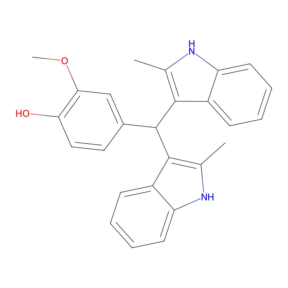 4-[bis(2-methyl-1H-indol-3-yl)methyl]-2-methoxyphenol molecular structure, CAS 342594-80-3