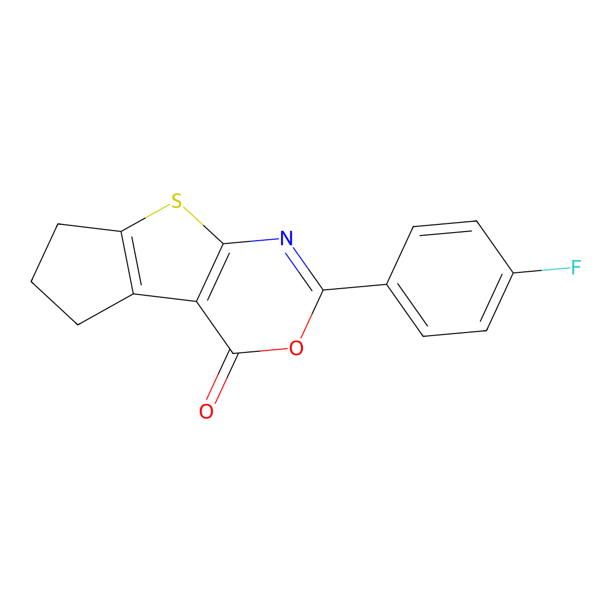 2-(4-fluorophenyl)-6,7-dihydro-4H,5H-cyclopenta[4,5]thieno[2,3-d][1,3]oxazin-4-one molecular structure, CAS 342594-88-1