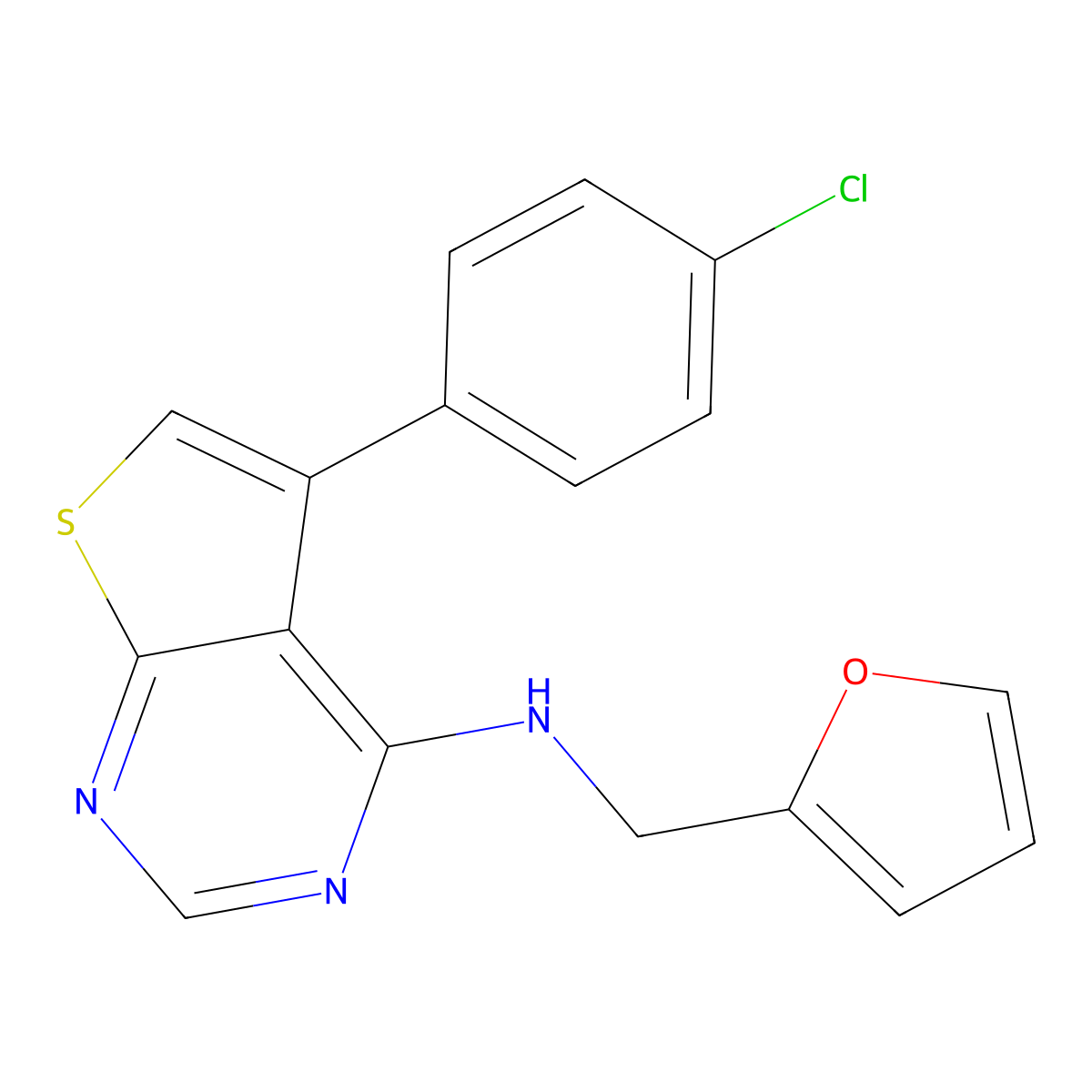5-(4-chlorophenyl)-N-(furan-2-ylmethyl)thieno[2,3-d]pyrimidin-4-amine molecular structure, CAS 342594-90-5