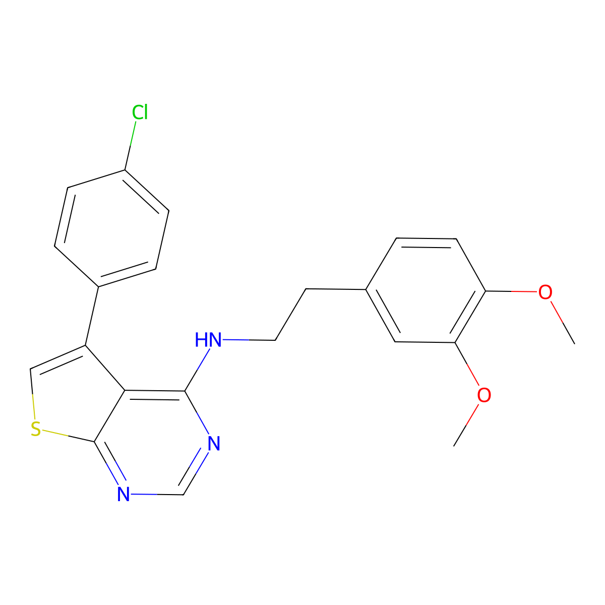 5-(4-chlorophenyl)-N-(3,4-dimethoxyphenethyl)thieno[2,3-d]pyrimidin-4-amine molecular structure, CAS 342594-91-6