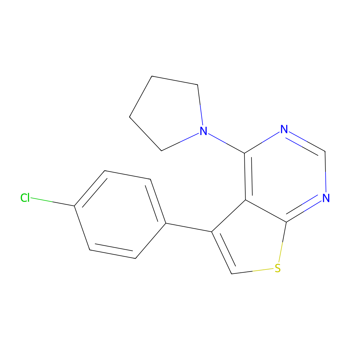 5-(4-Chlorophenyl)-4-pyrrolidin-1-ylthieno[2,3-d]pyrimidine molecular structure, CAS 342594-93-8