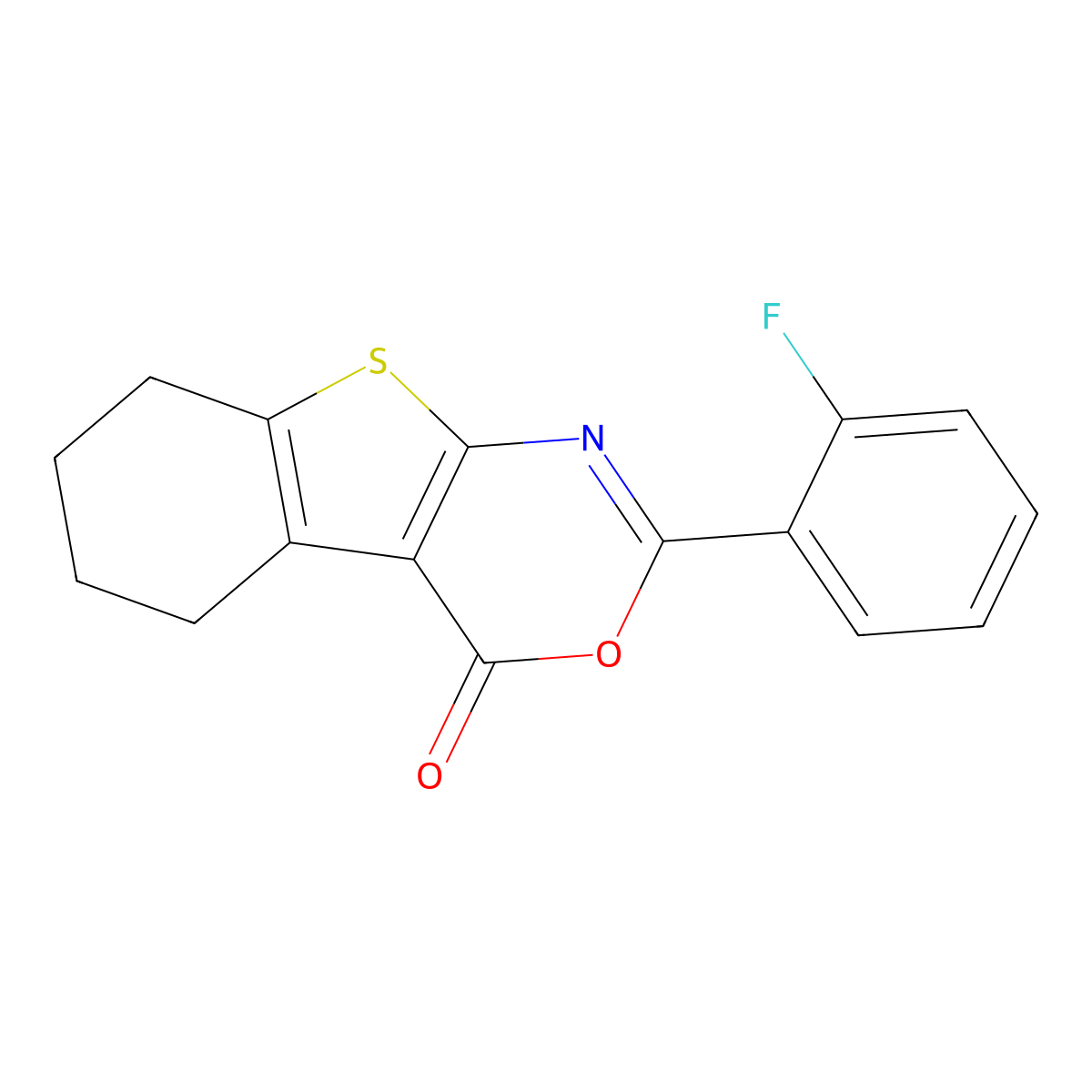 2-(2-Fluorophenyl)-5,6,7,8-tetrahydro-[1]benzothiolo[2,3-d][1,3]oxazin-4-one molecular structure, CAS 342594-95-0