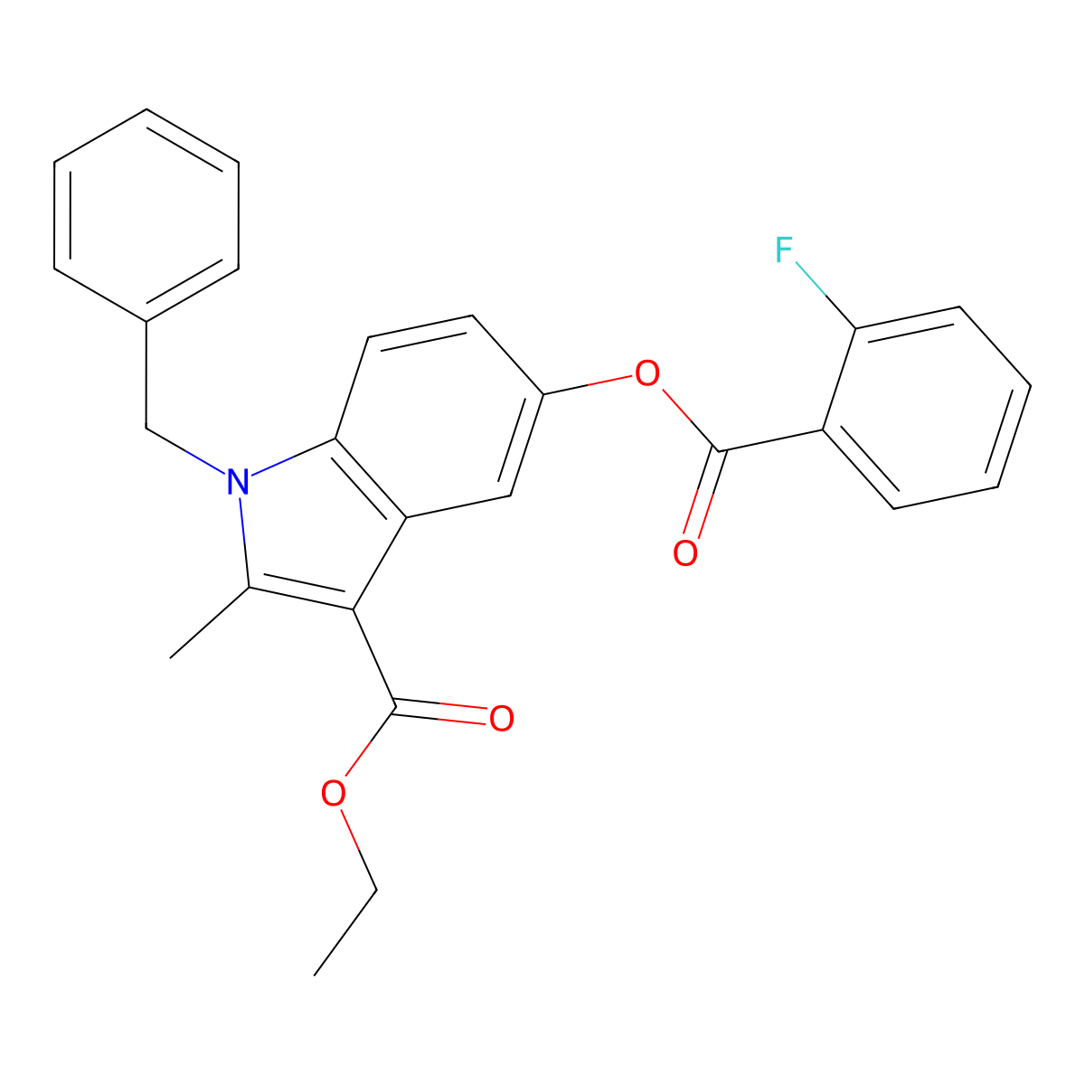 Ethyl 1-benzyl-5-(2-fluorobenzoyl)oxy-2-methylindole-3-carboxylate molecular structure, CAS 342595-07-7