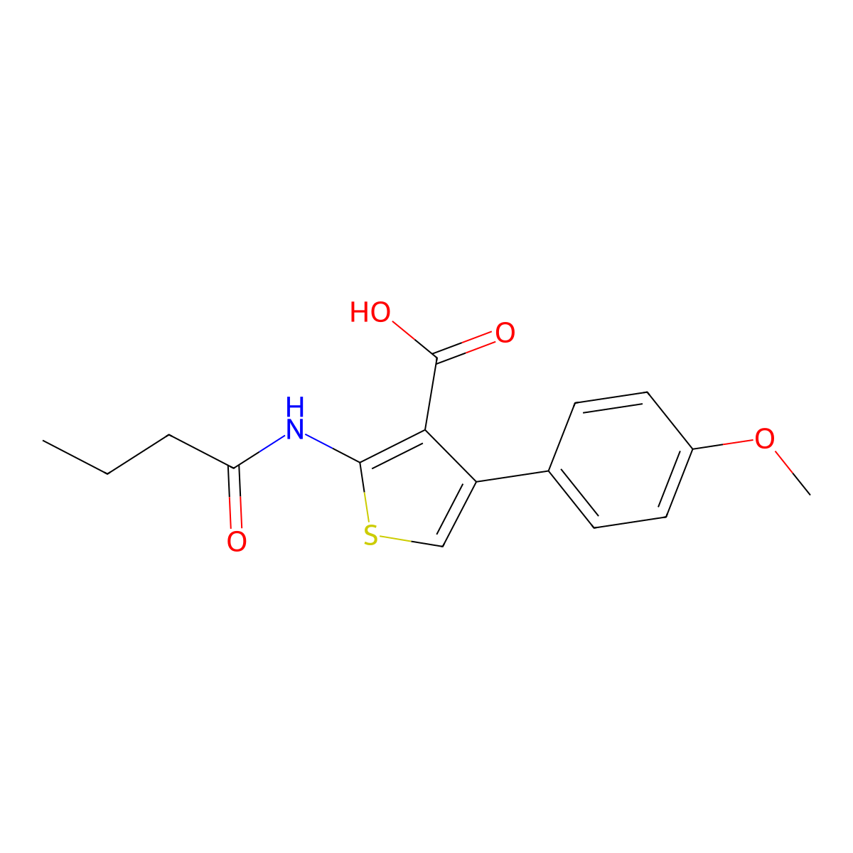 2-(Butyrylamino)-4-(4-methoxyphenyl)-3-thiophenecarboxylic acid molecular structure, CAS 342595-20-4