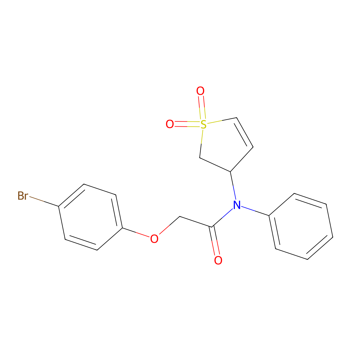 2-(4-bromophenoxy)-N-(1,1-dioxo-2,3-dihydrothiophen-3-yl)-N-phenylacetamide molecular structure, CAS 342595-25-9