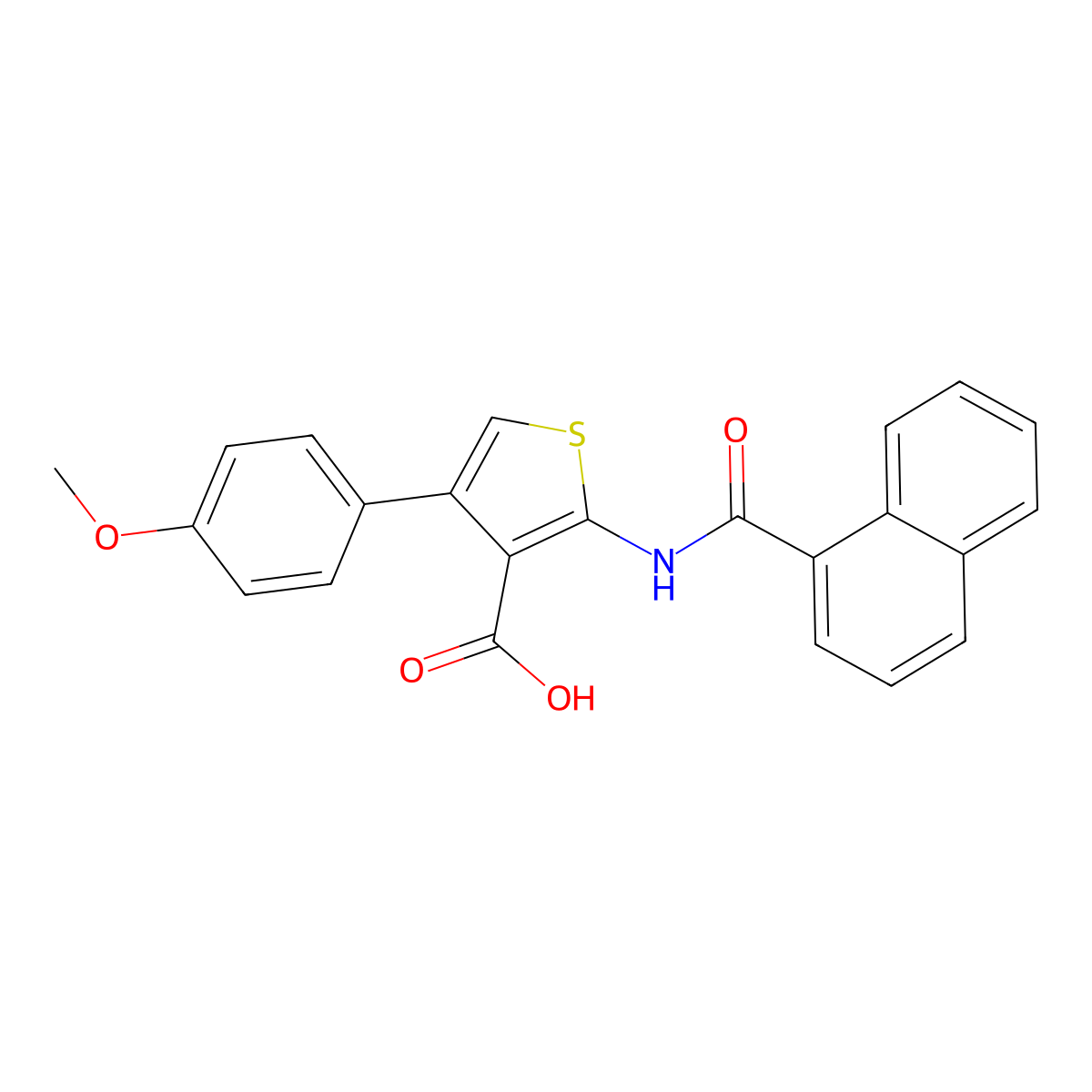 4-(4-Methoxyphenyl)-2-(1-naphthoylamino)-3-thiophenecarboxylic acid molecular structure, CAS 342595-28-2