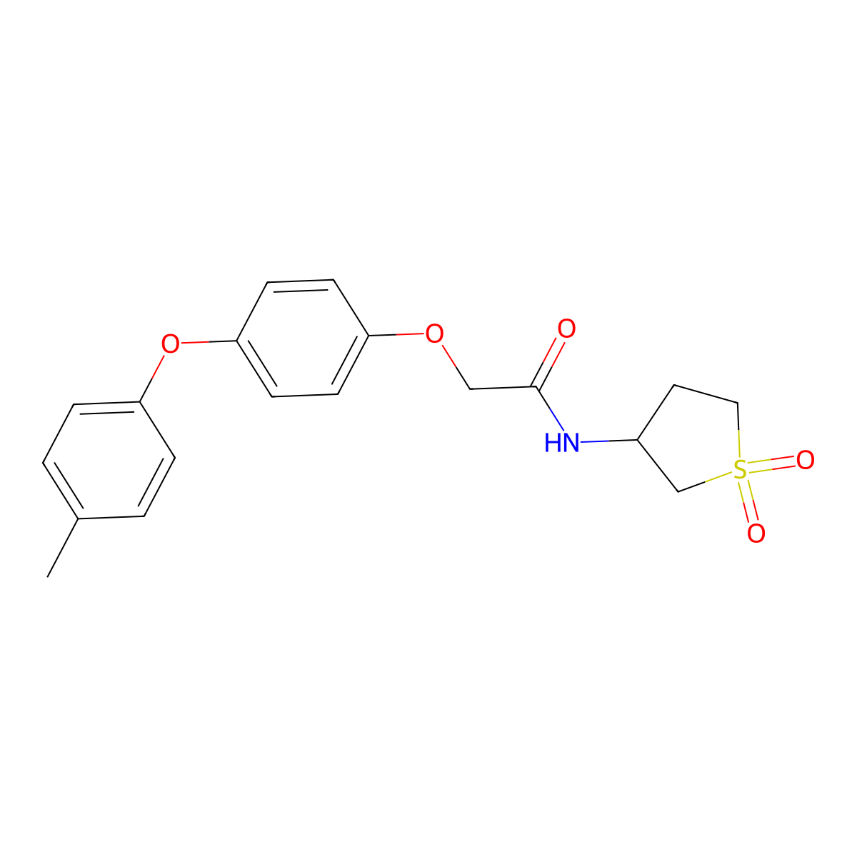 N-(1,1-dioxothiolan-3-yl)-2-[4-(4-methylphenoxy)phenoxy]acetamide molecular structure, CAS 342595-35-1