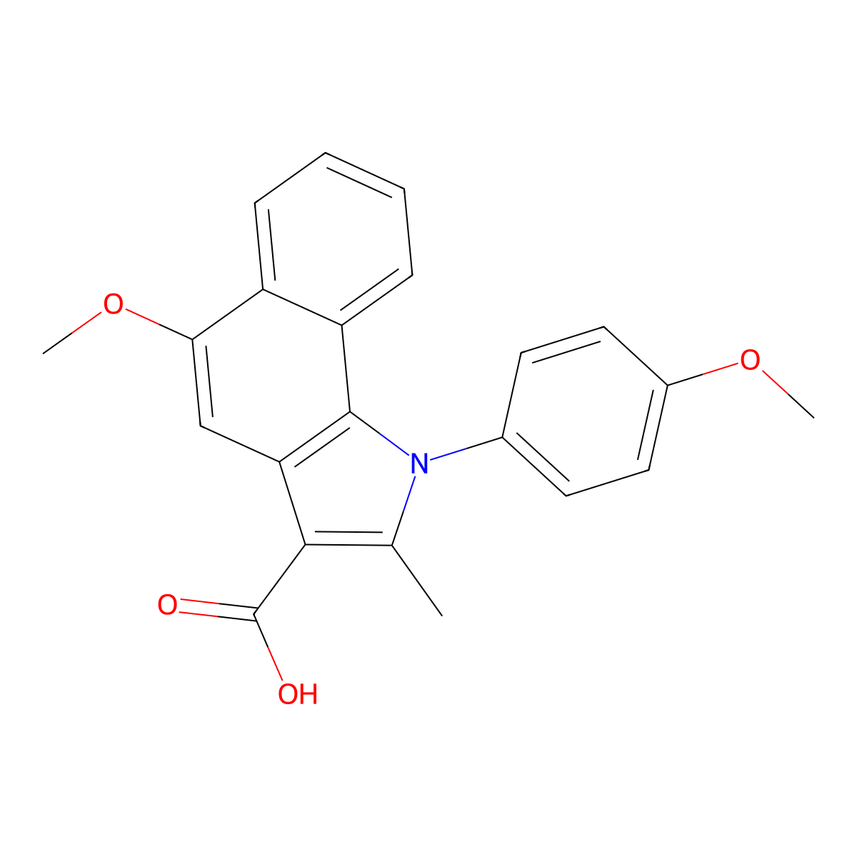 5-methoxy-1-(4-methoxyphenyl)-2-methyl-1H-benzo[g]indole-3-carboxylic acid molecular structure, CAS 342595-41-9