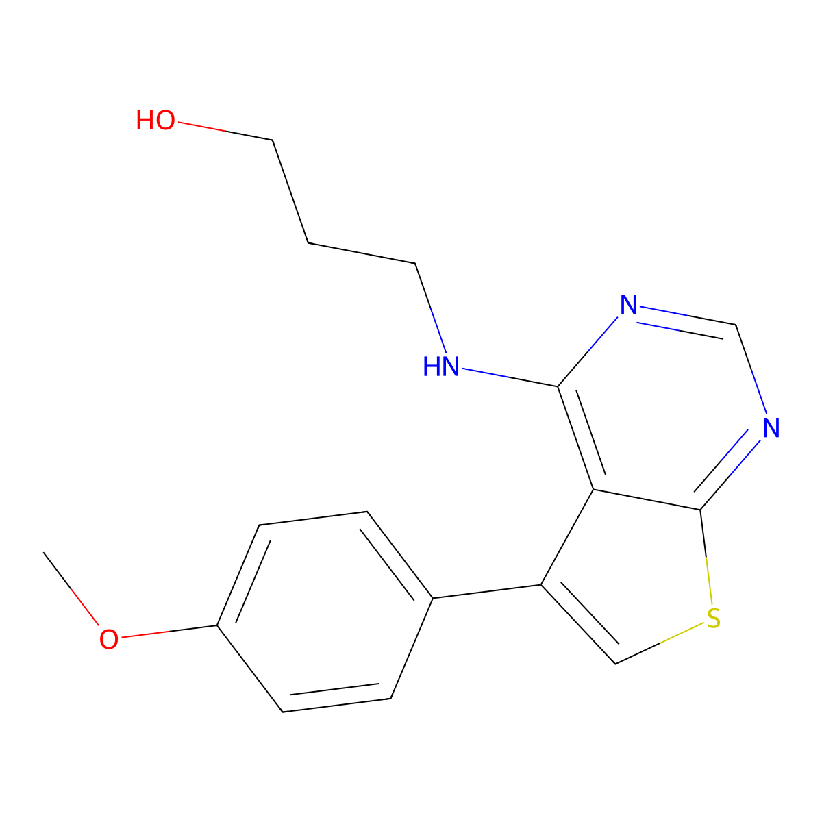 3-{[5-(4-Methoxyphenyl)thieno[2,3-d]pyrimidin-4-yl]amino}propan-1-ol molecular structure, CAS 342595-57-7
