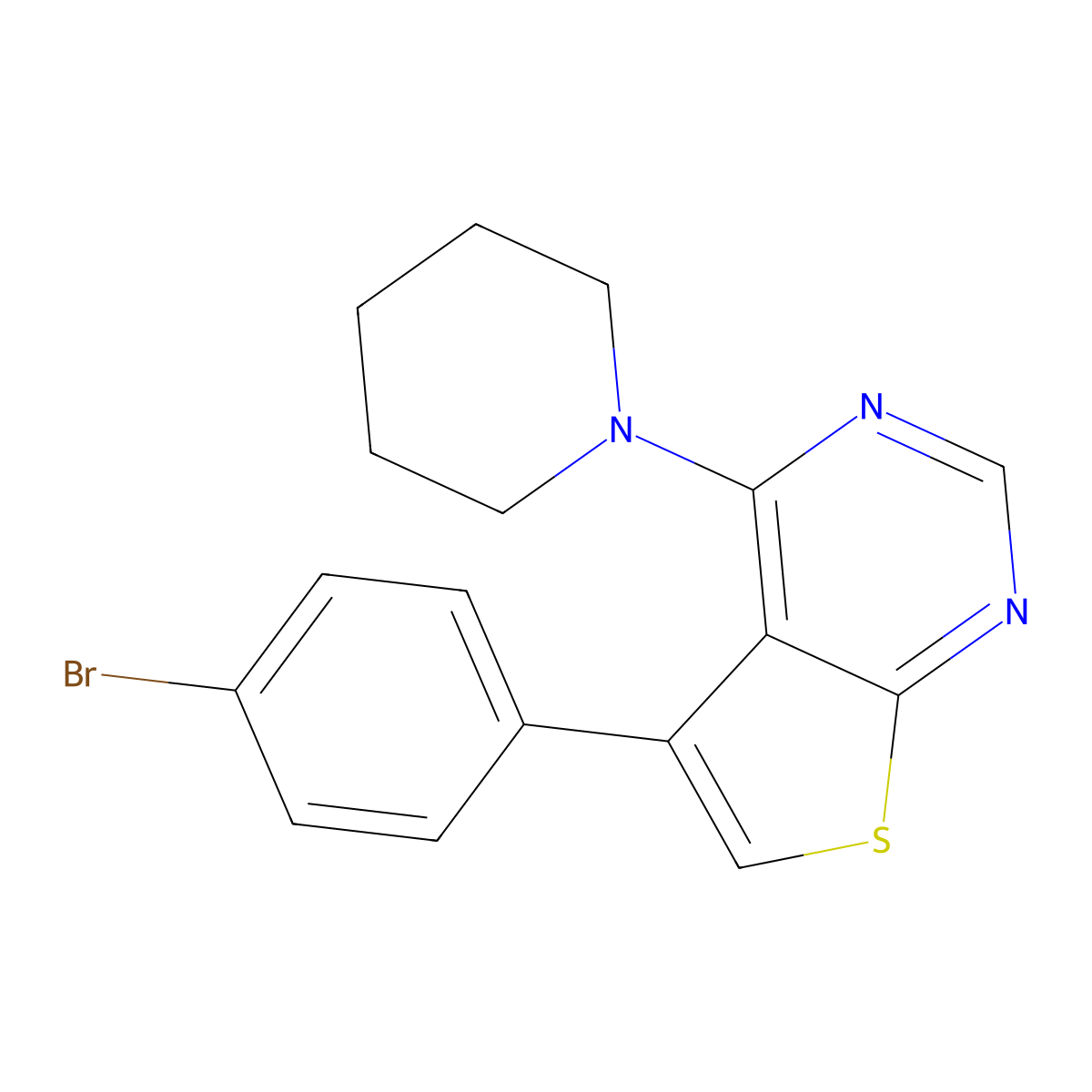 5-(4-Bromophenyl)-4-piperidin-1-ylthieno[2,3-d]pyrimidine molecular structure, CAS 342595-61-3
