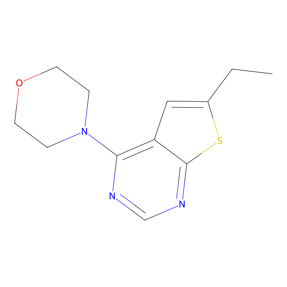 6-Ethyl-4-(4-morpholinyl)thieno[2,3-d]pyrimidine molecular structure, CAS 342595-64-6