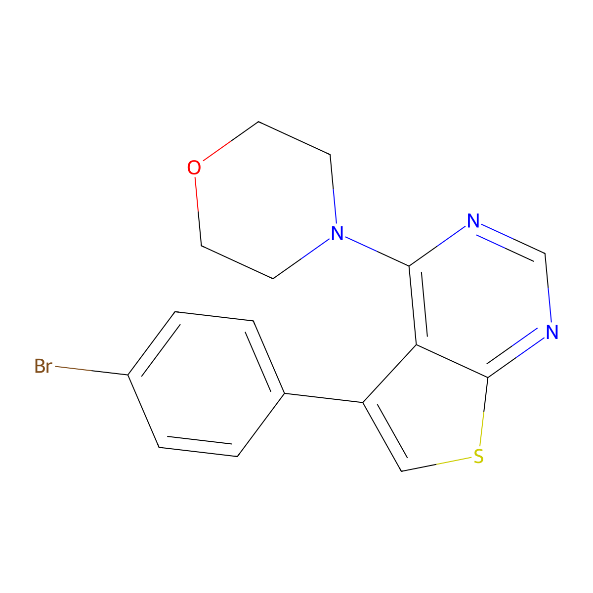 4-[5-(4-Bromophenyl)thieno[2,3-d]pyrimidin-4-yl]morpholine molecular structure, CAS 342595-65-7