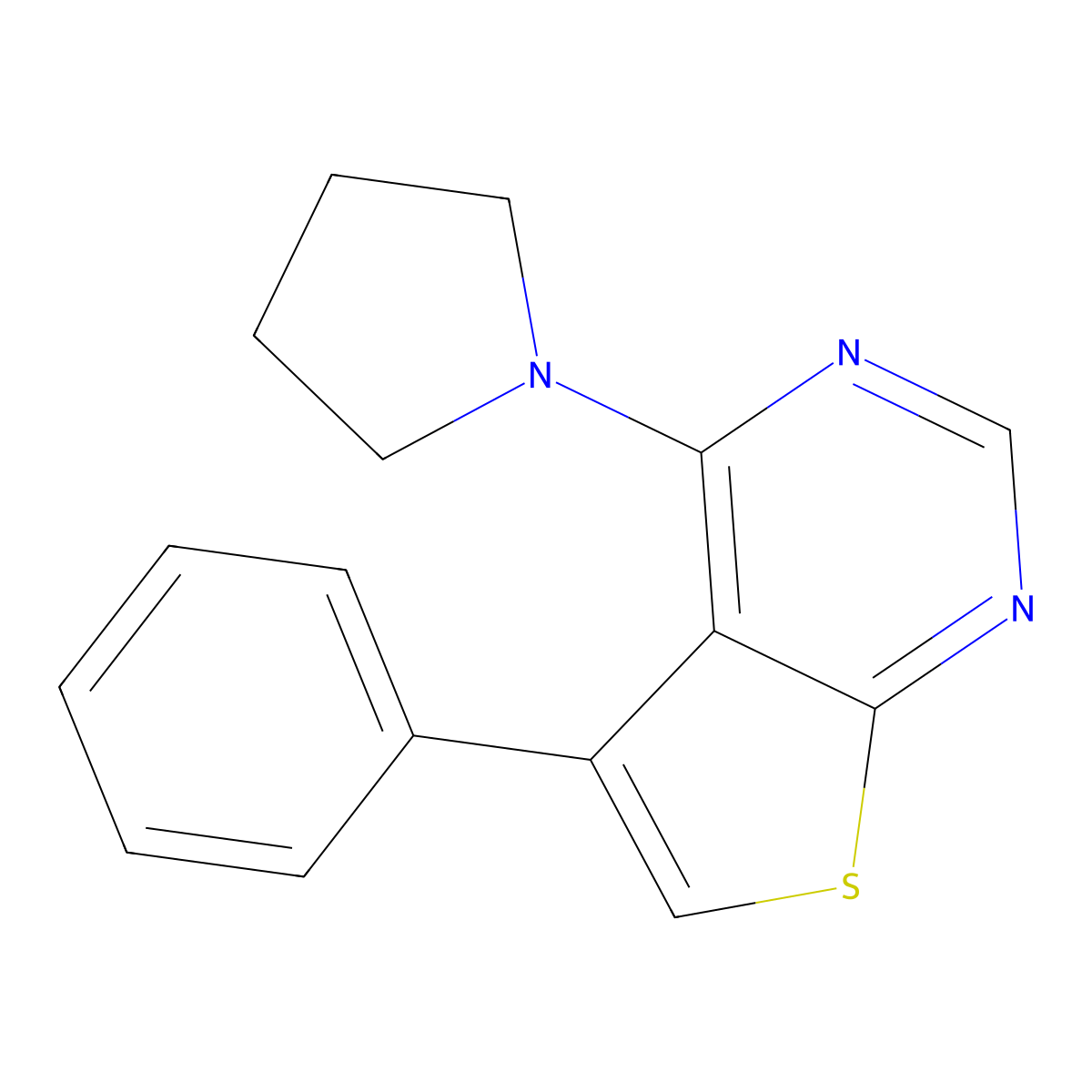 5-Phenyl-4-(1-pyrrolidinyl)thieno[2,3-d]pyrimidine molecular structure, CAS 342595-72-6
