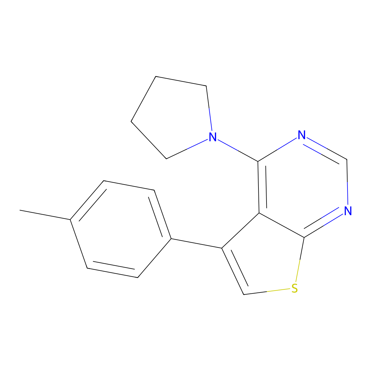 5-(4-Methylphenyl)-4-pyrrolidin-1-ylthieno[2,3-d]pyrimidine molecular structure, CAS 342595-74-8