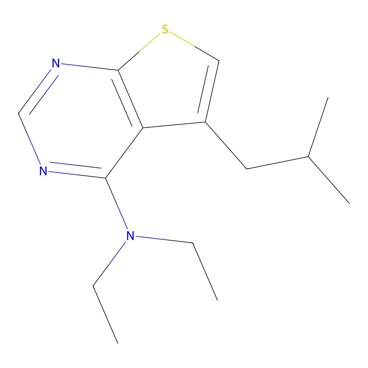 N,N-diethyl-5-isobutylthieno[2,3-d]pyrimidin-4-amine molecular structure, CAS 342595-80-6
