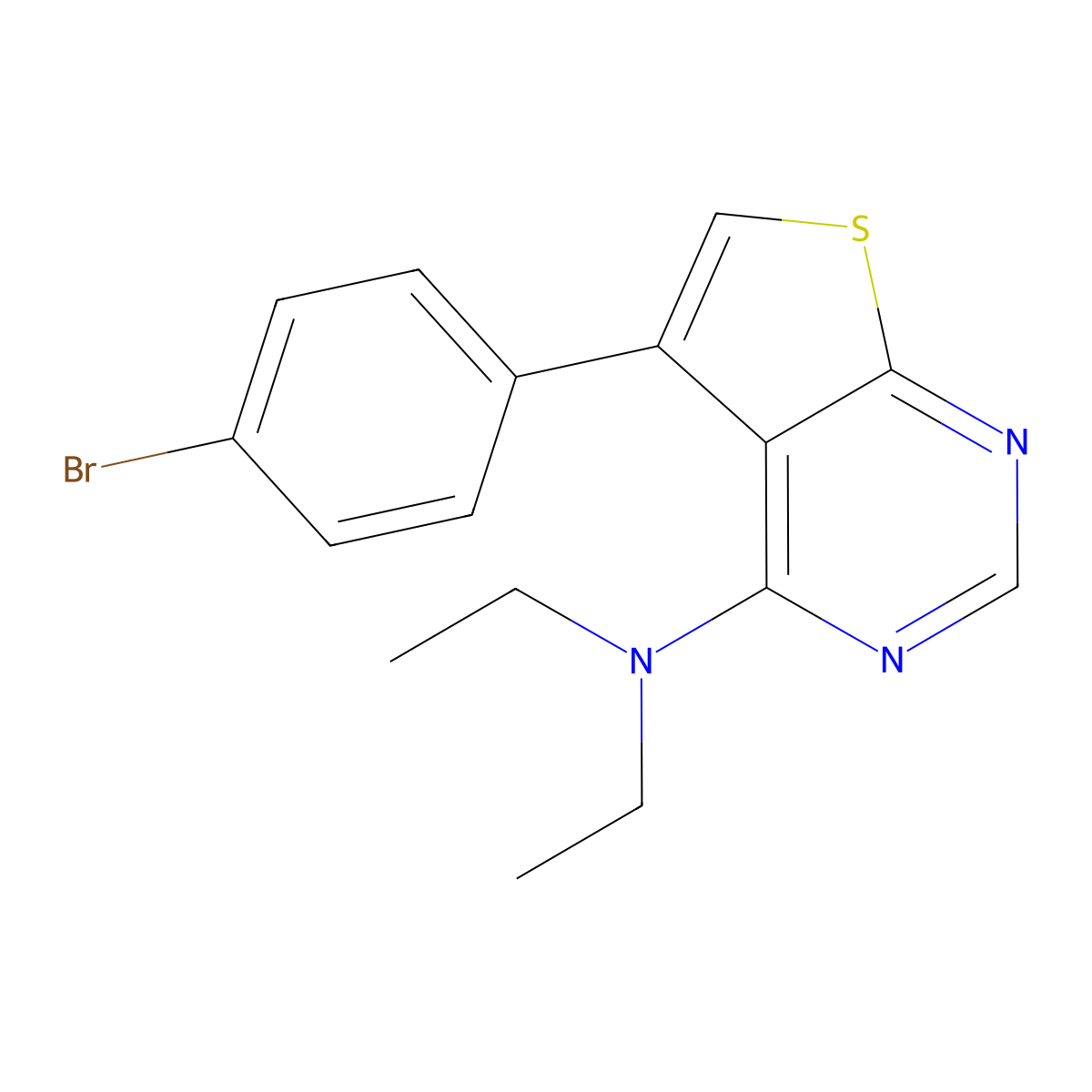 5-(4-bromophenyl)-N,N-diethylthieno[2,3-d]pyrimidin-4-amine molecular structure, CAS 342595-85-1