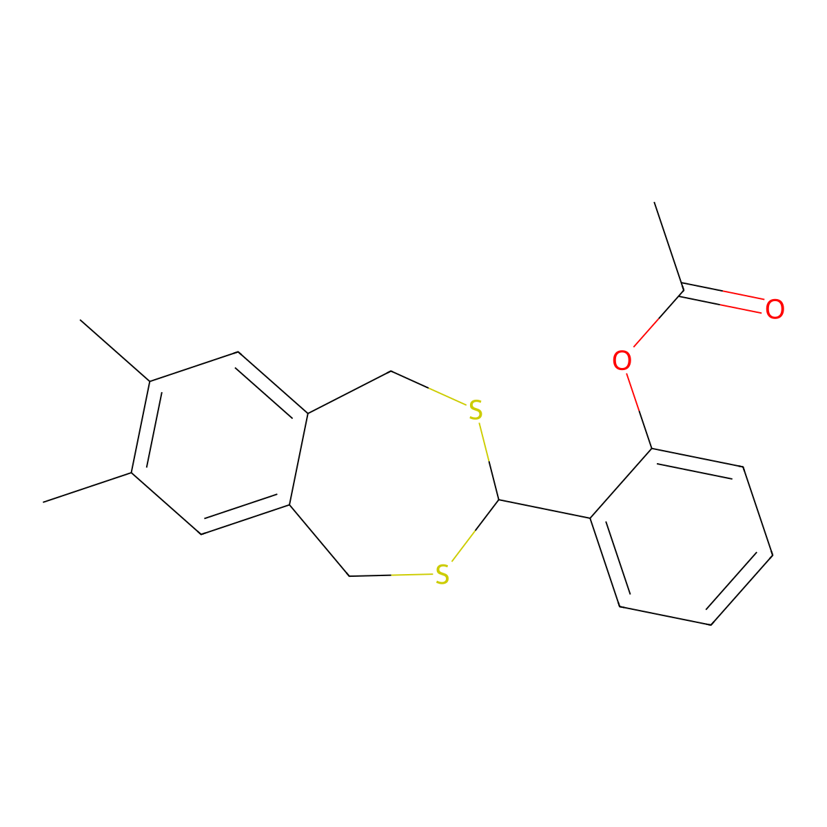 2-(7,8-Dimethyl-1,5-dihydro-2,4-benzodithiepin-3-yl)phenyl acetate molecular structure, CAS 342595-89-5