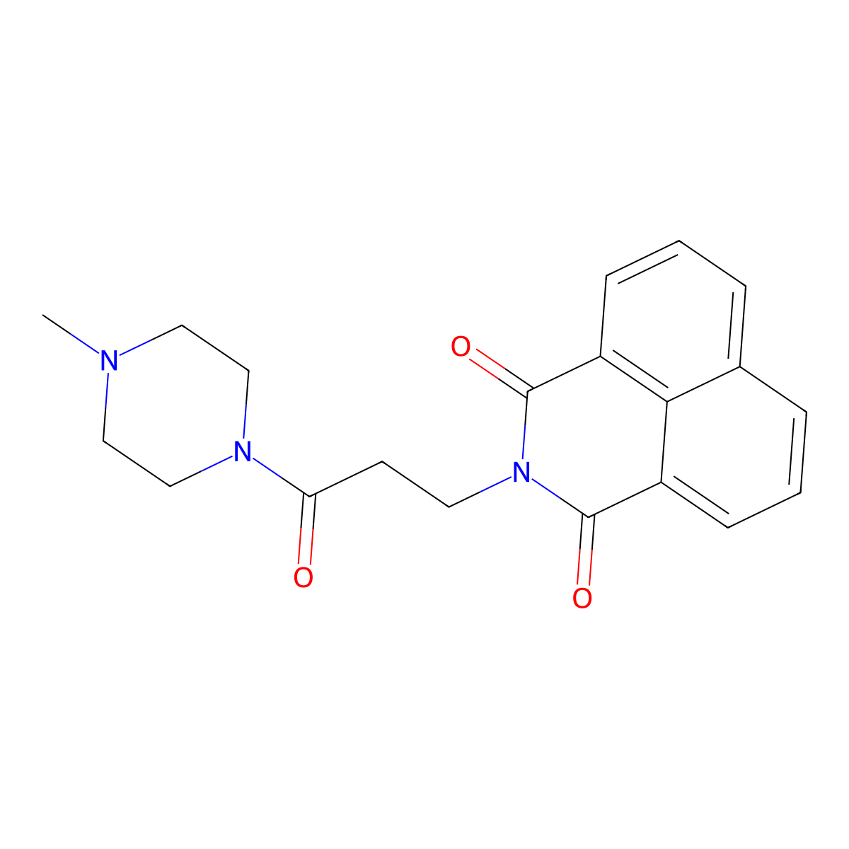 2-(3-(4-methylpiperazin-1-yl)-3-oxopropyl)-1H-benzo[de]isoquinoline-1,3(2H)-dione molecular structure, CAS 342596-28-5