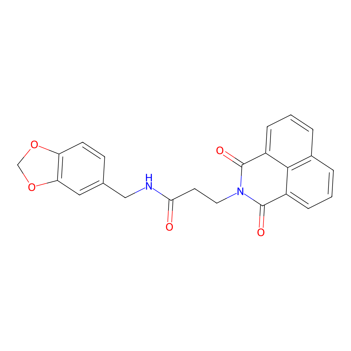 N-(1,3-benzodioxol-5-ylmethyl)-3-(1,3-dioxobenzo[de]isoquinolin-2-yl)propanamide molecular structure, CAS 342596-39-8