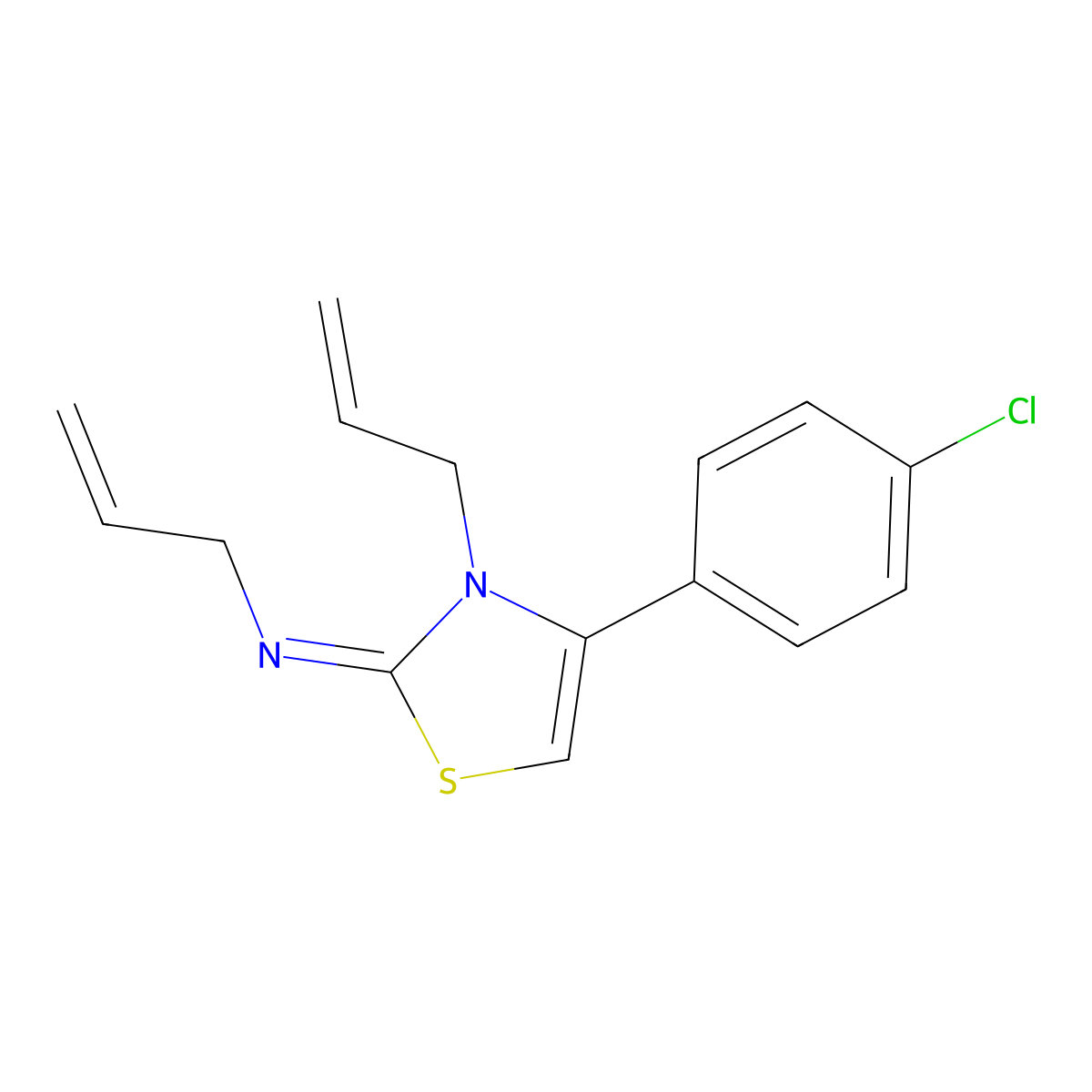 4-(4-chlorophenyl)-N,3-bis(prop-2-enyl)-1,3-thiazol-2-imine molecular structure, CAS 342596-45-6