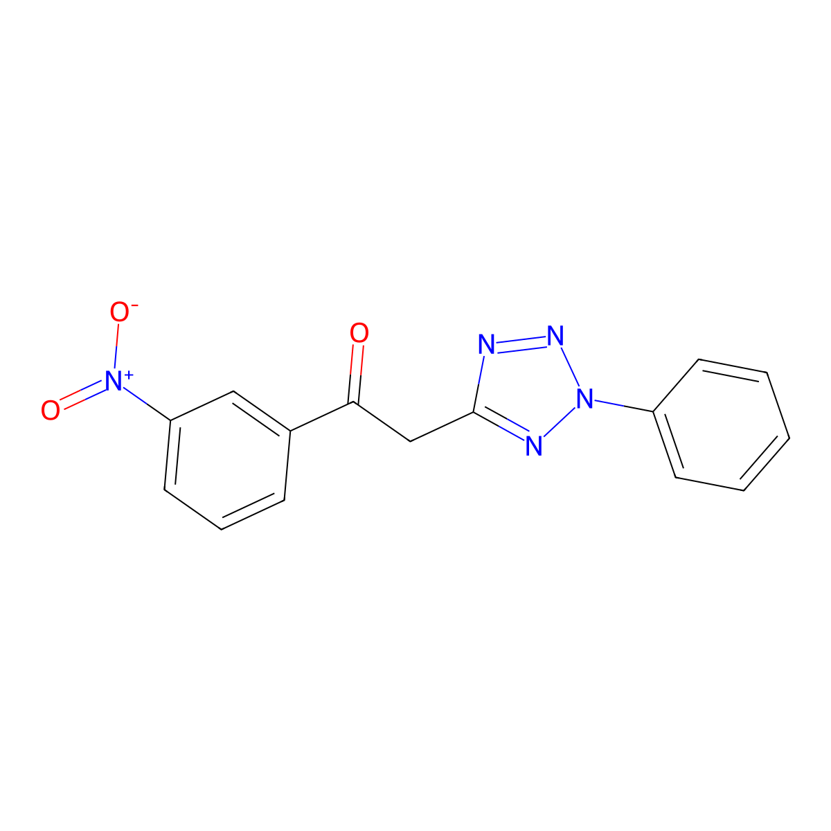 1-(3-Nitrophenyl)-2-(2-phenyltetrazol-5-yl)ethanone molecular structure, CAS 342596-47-8