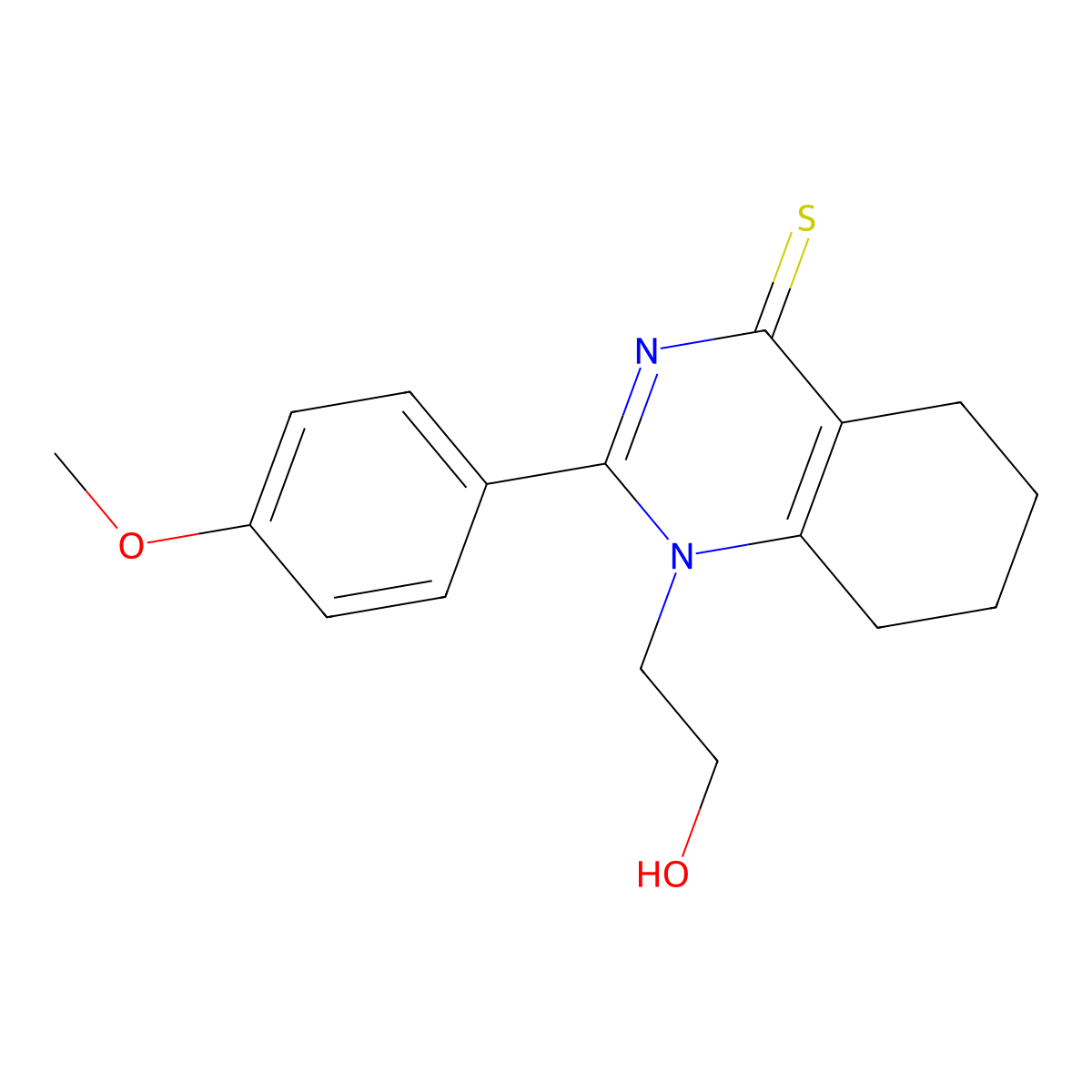 1-(2-Hydroxyethyl)-2-(4-methoxyphenyl)-5,6,7,8-tetrahydroquinazoline-4-thione molecular structure, CAS 342596-65-0