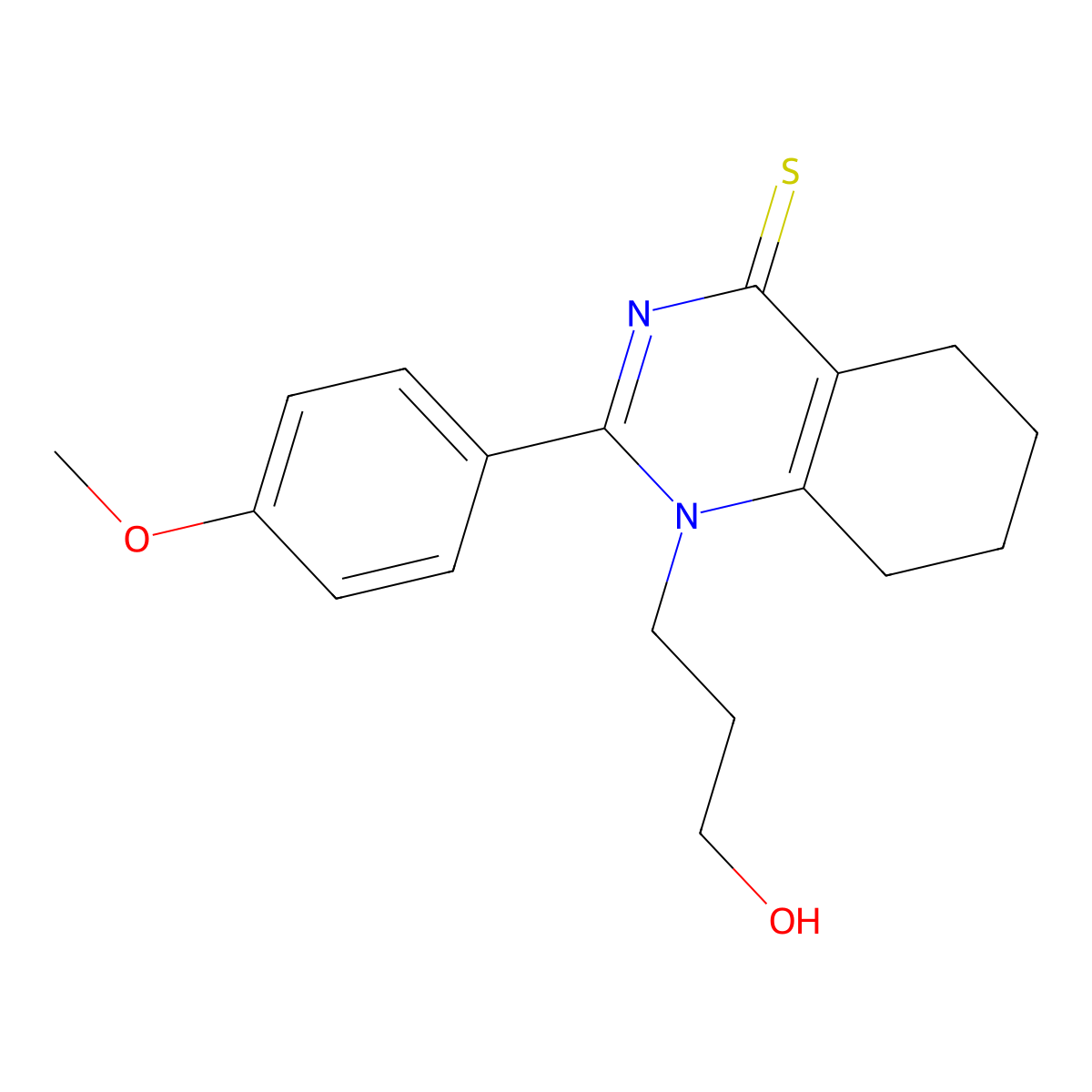 1-(3-Hydroxypropyl)-2-(4-methoxyphenyl)-5,6,7,8-tetrahydroquinazoline-4-thione molecular structure, CAS 342596-66-1