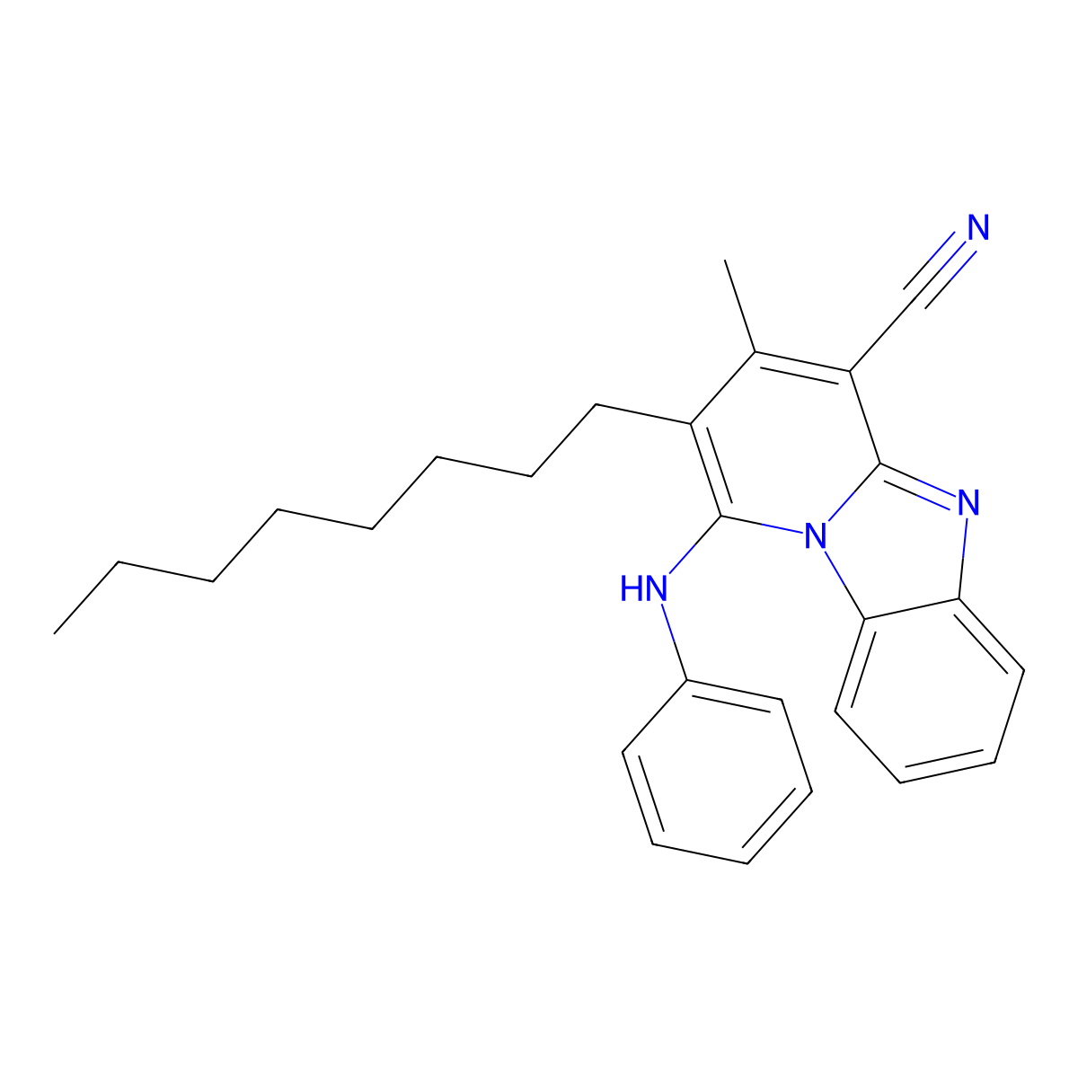 1-Anilino-3-methyl-2-octylpyrido[1,2-a]benzimidazole-4-carbonitrile molecular structure, CAS 342596-70-7
