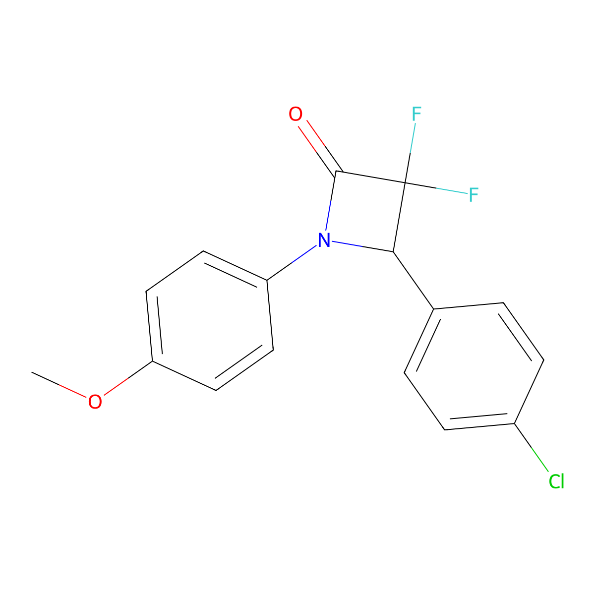 4-(4-Chlorophenyl)-3,3-difluoro-1-(4-methoxyphenyl)azetidin-2-one molecular structure, CAS 342596-74-1