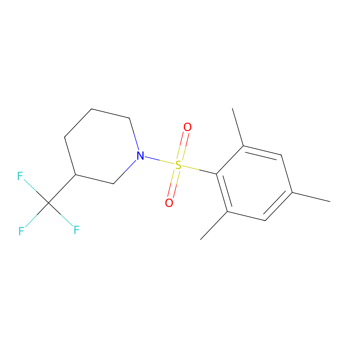 3-(Trifluoromethyl)-1-(2,4,6-trimethylbenzenesulfonyl)piperidine molecular structure, CAS 342596-75-2
