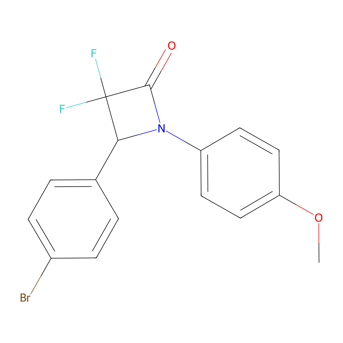4-(4-Bromophenyl)-3,3-difluoro-1-(4-methoxyphenyl)azetidin-2-one molecular structure, CAS 342596-76-3