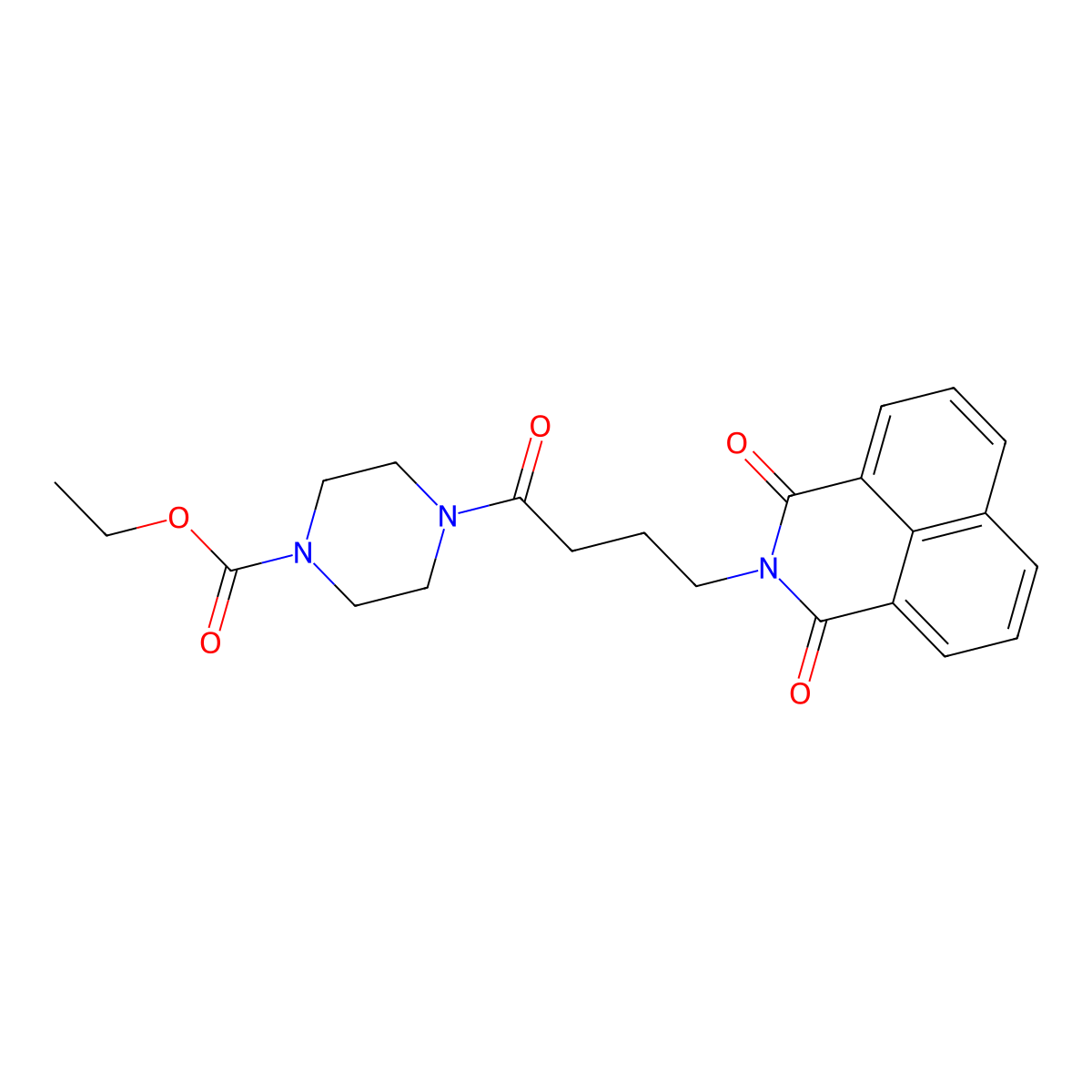 ethyl 4-(4-(1,3-dioxo-1H-benzo[de]isoquinolin-2(3H)-yl)butanoyl)piperazine-1-carboxylate molecular structure, CAS 342596-93-4