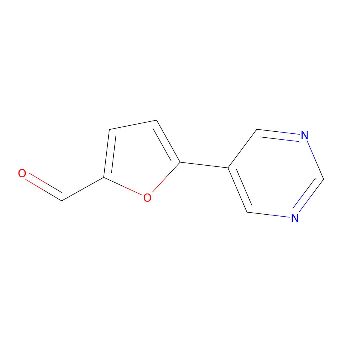 5-(5-Pyrimidinyl)-2-furancarboxaldehyde molecular structure, CAS 342600-58-2