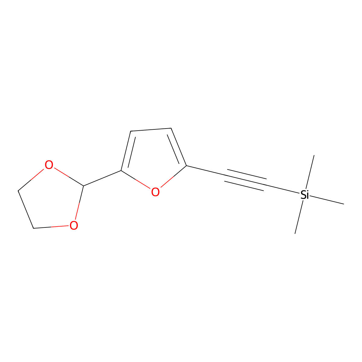 ((5-(1,3-Dioxolan-2-yl)furan-2-yl)ethynyl)trimethylsilane molecular structure, CAS 342601-16-5