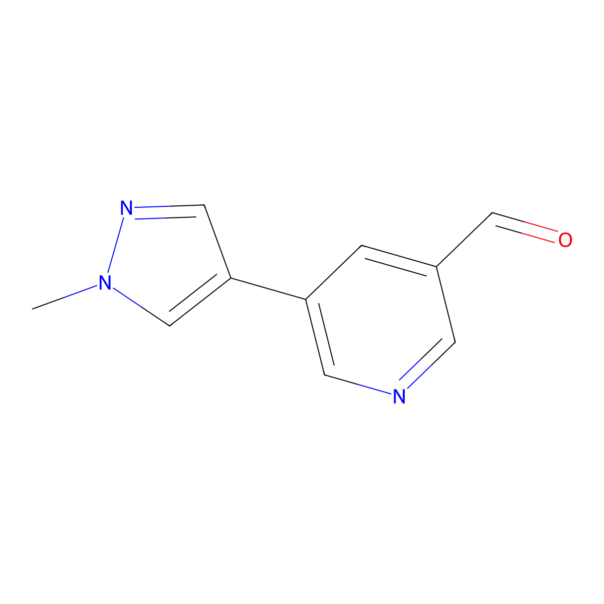 5-(1-methyl-1H-pyrazol-4-yl)nicotinaldehyde molecular structure, CAS 342601-28-9