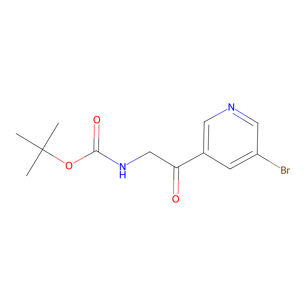 tert-butyl N-[2-(5-bromopyridin-3-yl)-2-oxoethyl]carbamate molecular structure, CAS 342602-63-5