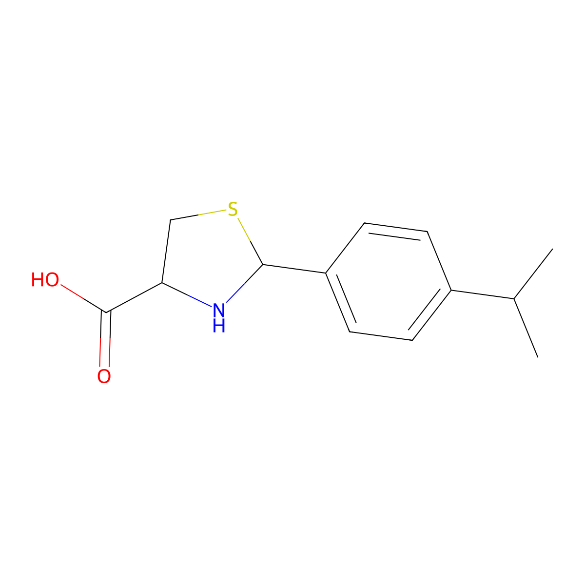 2-(4-Isopropylphenyl)-1,3-thiazolidine-4-carboxylic acid molecular structure, CAS 342608-34-8